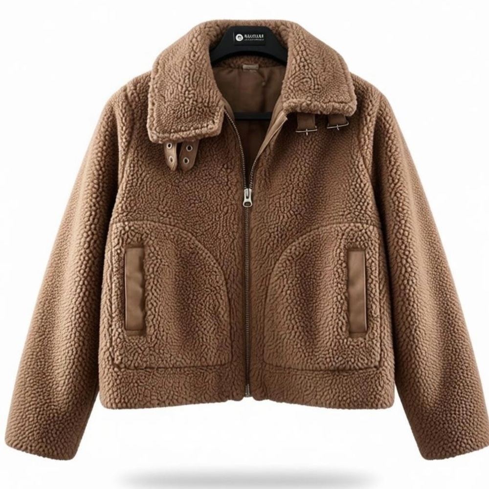 Teddy Fleece Bomber Jacket Soft Textured Outerwear By Divided H&M